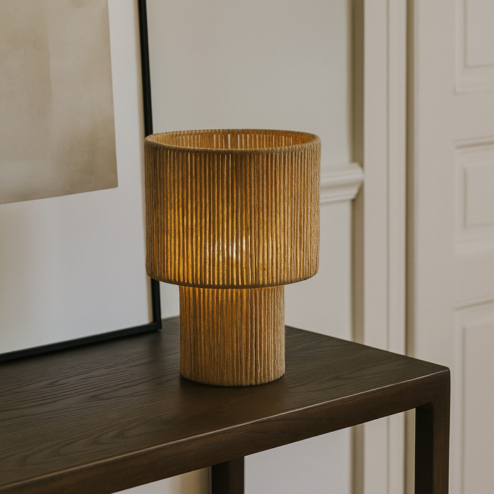 Lampada da tavolo marrone rustica, Sanny, con interruttore