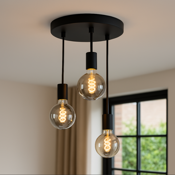 Lampada da soffitto nera in alluminio, Swen