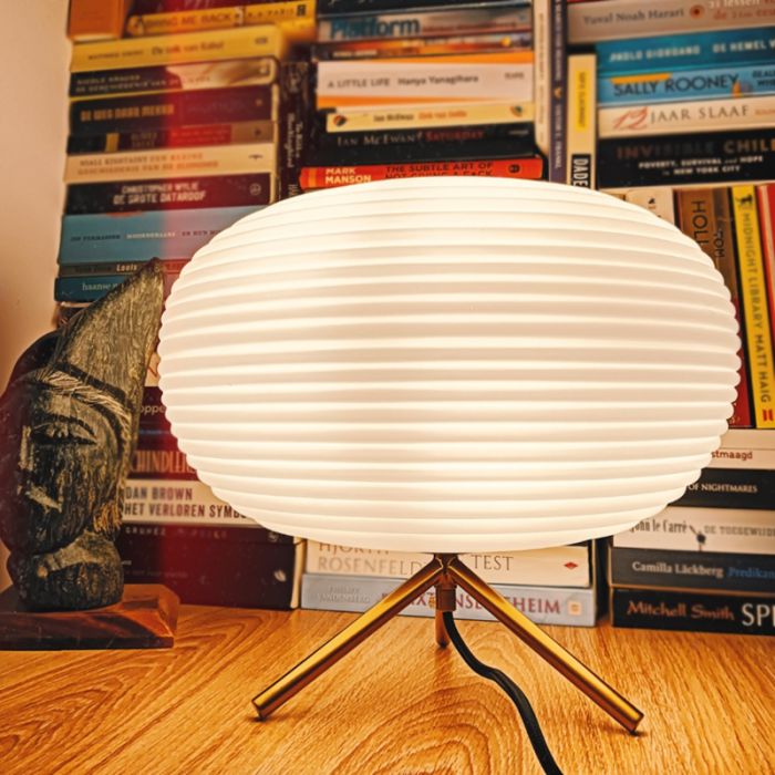 Lampada da tavolo bianca moderna, Davide, con interruttore