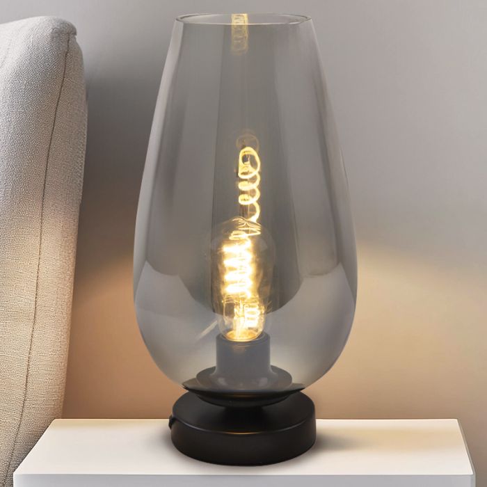 Lampada da tavolo grigia design, Andy, con interruttore