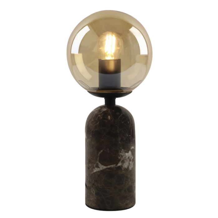 Lampada da tavolo in marmo ambrata, Alan, con interruttore