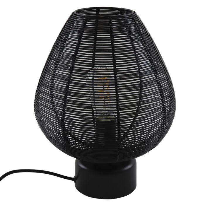 Lampada da tavolo nera moderna, Lesly, con interruttore