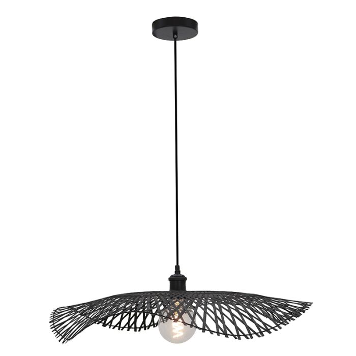 Lampada a sospensione in bambù nera, Romee