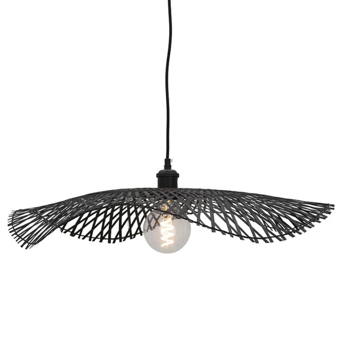 Lampada a sospensione in bambù nera, Romee