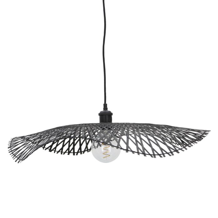 Lampada a sospensione in bambù nera, Romee