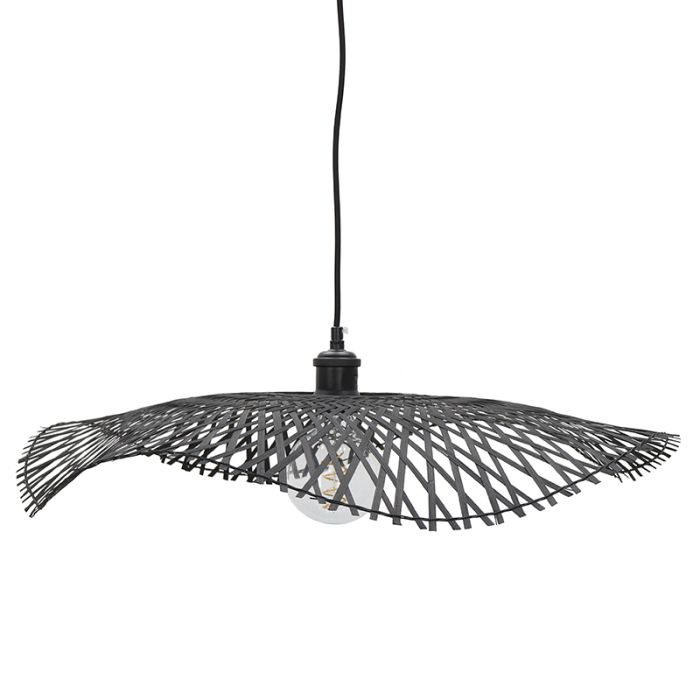 Lampada a sospensione in bambù nera, Romee