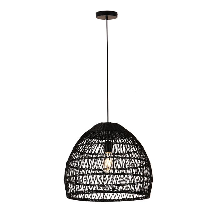 Lampada a sospensione in rattan nera, Rosa