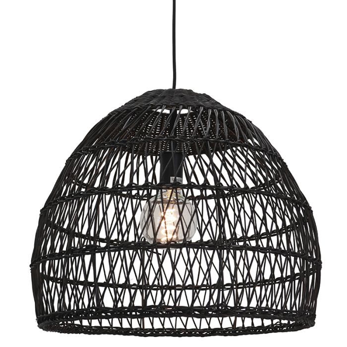 Lampada a sospensione in rattan nera, Rosa