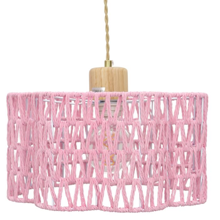 Lampada a sospensione di carta rosa, Mickey