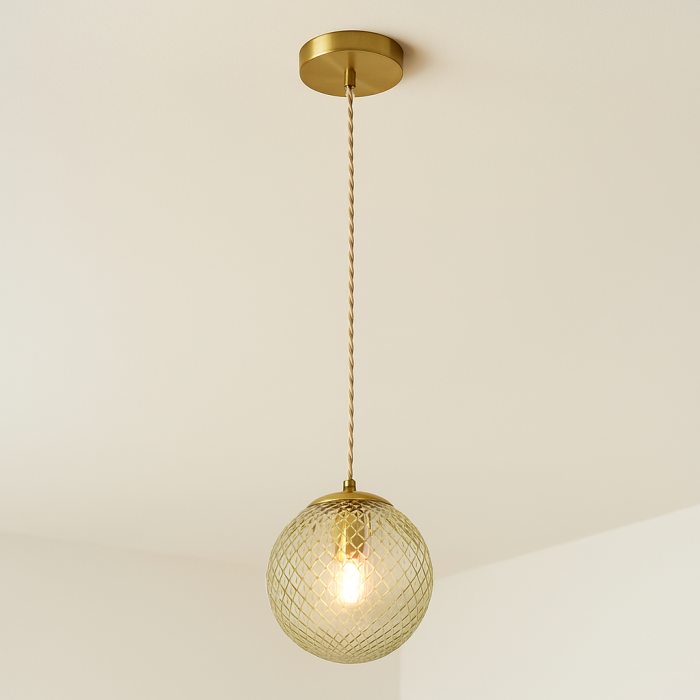 Lampada a sospensione verde retrò, Johnson