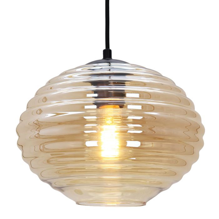 Lampada a sospensione ambrata moderna, Caia