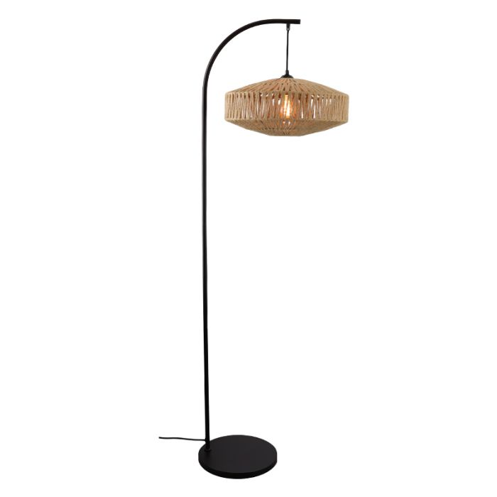 Lampada da terra marrone rustica, Selena, con interruttore