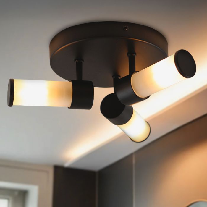 Lampada da soffitto da bagno nera moderna, Callum, IP44