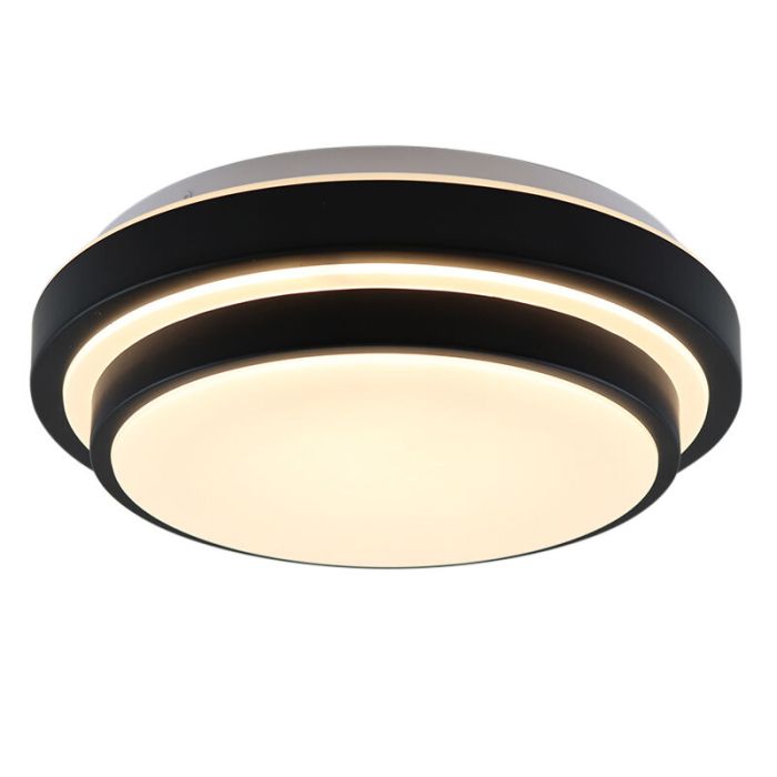Lampada da soffitto da bagno nera moderna, Jaro, 12W, 3000K LED, IP44