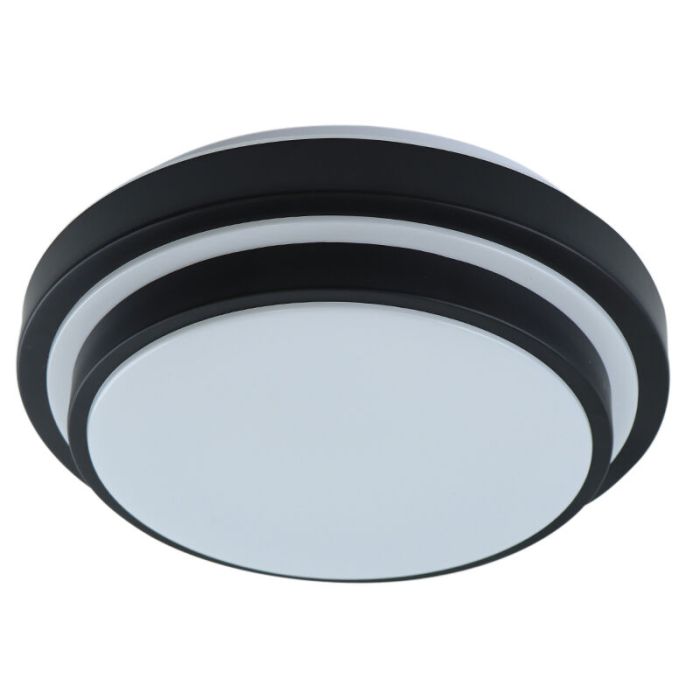 Lampada da soffitto da bagno nera moderna, Jaro, 12W, 3000K LED, IP44