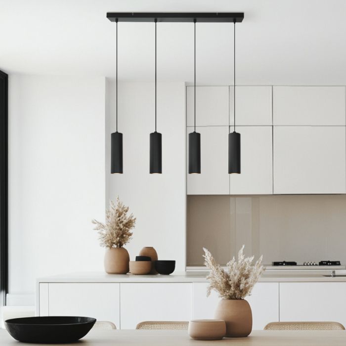 Lampada a sospensione per tavolo da pranzo nera moderna, Carlos