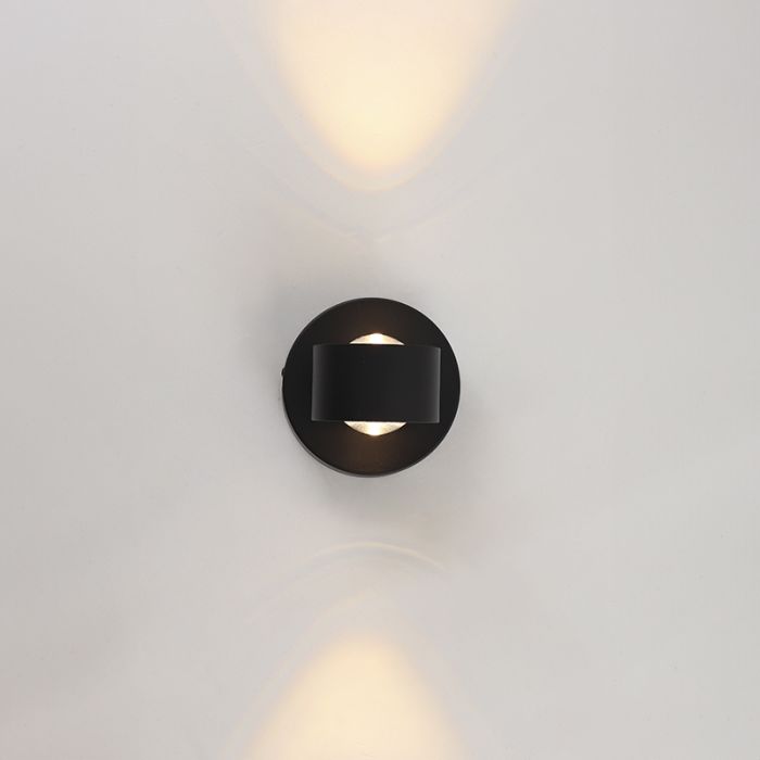 Lampada da parete up down nera moderna, Izzet, 6W, 3000K LED