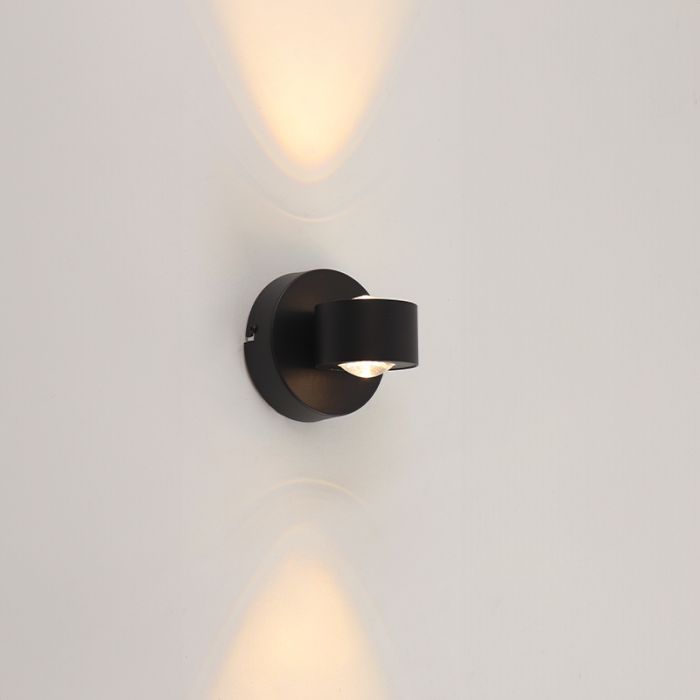 Lampada da parete up down nera moderna, Izzet, 6W, 3000K LED