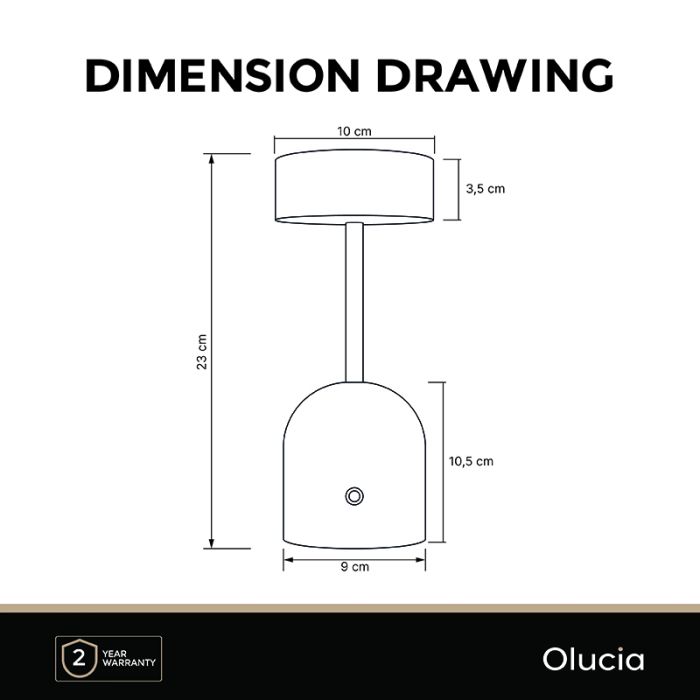 Lampada da tavolo in ottone moderna, Isabel, 3W, 3000K LED, con interruttore