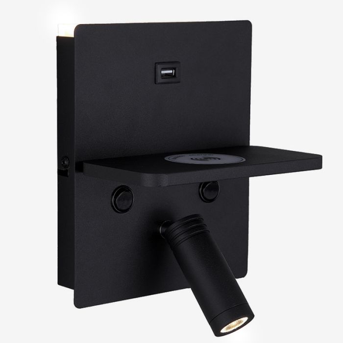 Applique da parete nera moderna, Isabella, 3W, 3000K LED, con interruttore