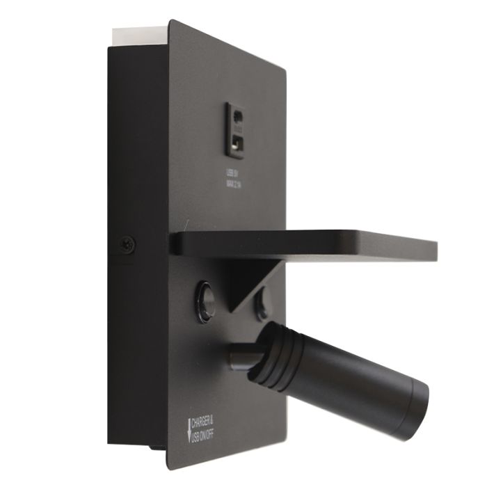 Applique da parete nera moderna, Isabella, 3W, 3000K LED, con interruttore
