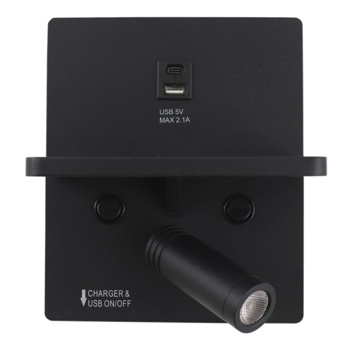Applique da parete nera moderna, Isabella, 3W, 3000K LED, con interruttore