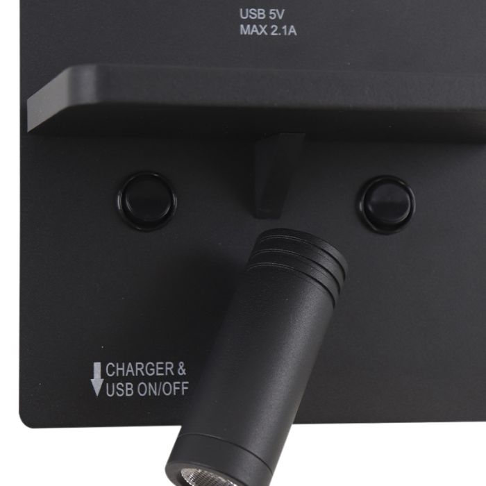 Applique da parete nera moderna, Isabella, 3W, 3000K LED, con interruttore