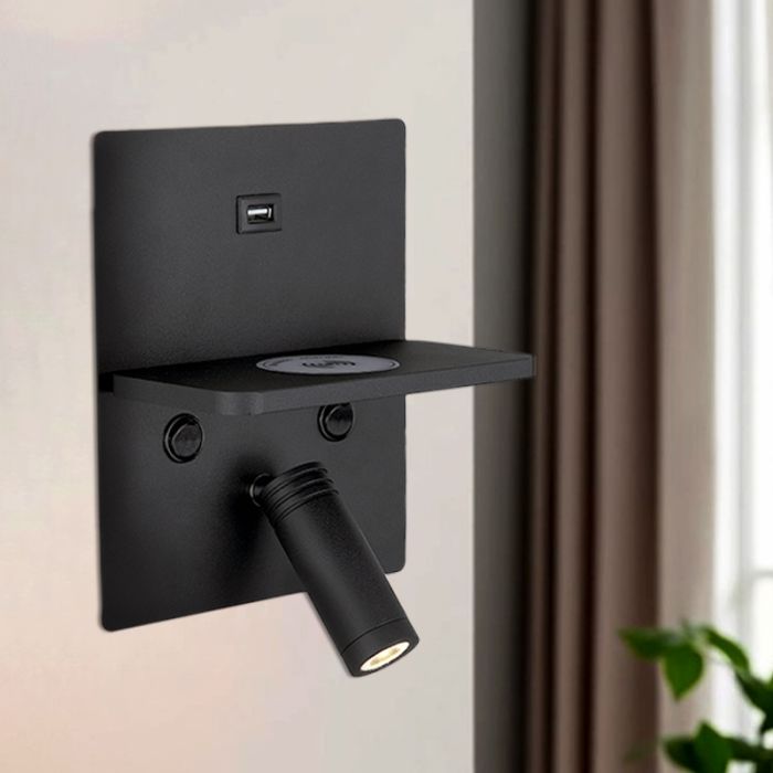 Applique da parete nera moderna, Isabella, 3W, 3000K LED, con interruttore