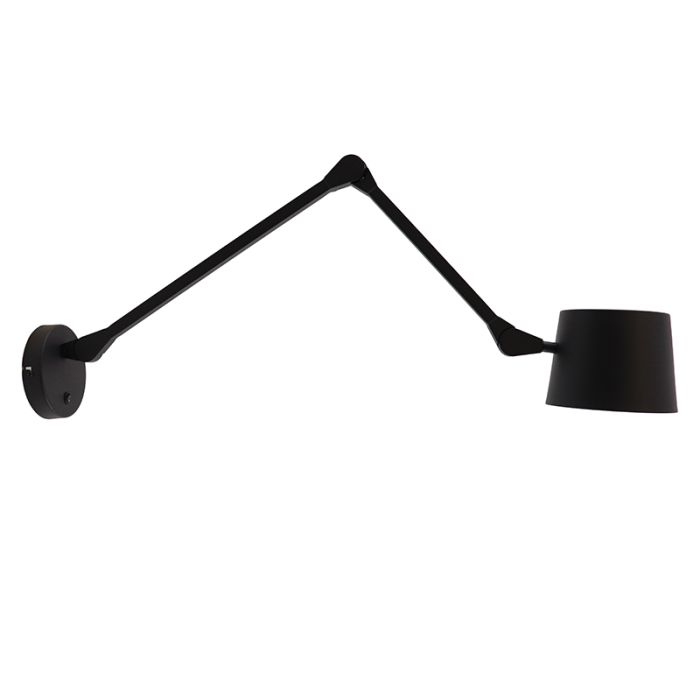 Applique da parete nera moderna, Rinke, con interruttore