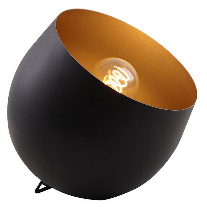 Lampada da tavolo nera moderna, Whitney, con interruttore