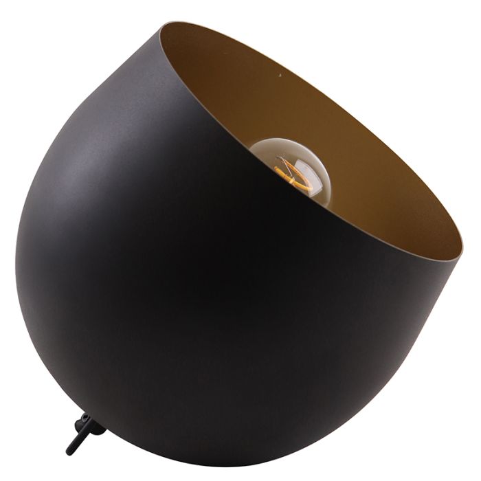 Lampada da tavolo nera moderna, Whitney, con interruttore