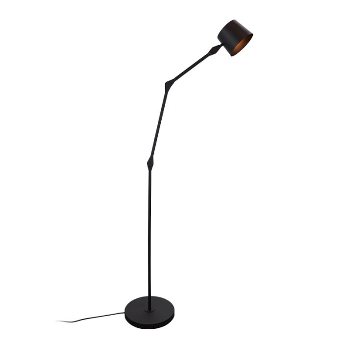 Lampada da terra nera moderna, Rinke, con interruttore