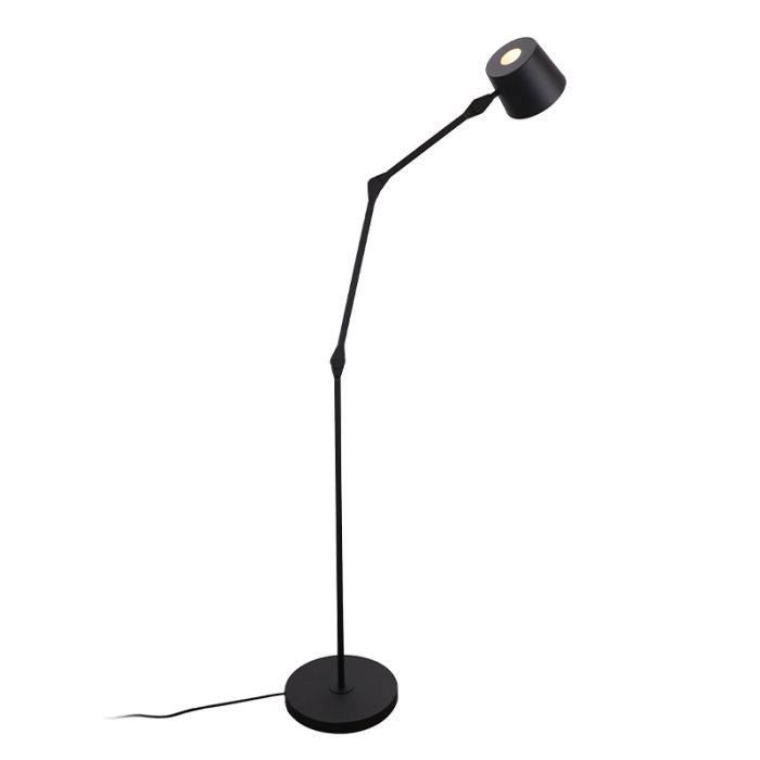 Lampada da terra nera moderna, Rinke, con interruttore