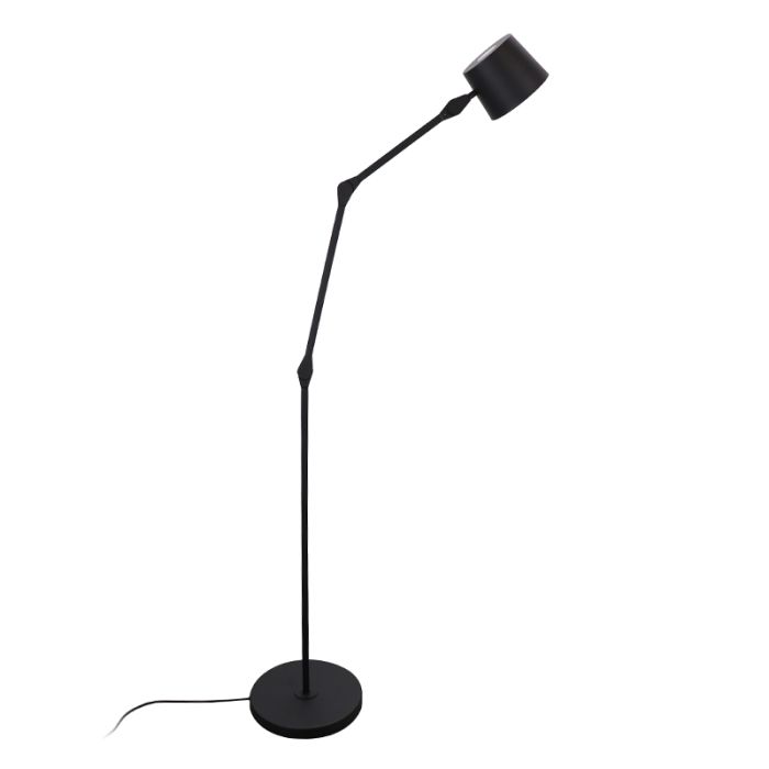 Lampada da terra nera moderna, Rinke, con interruttore