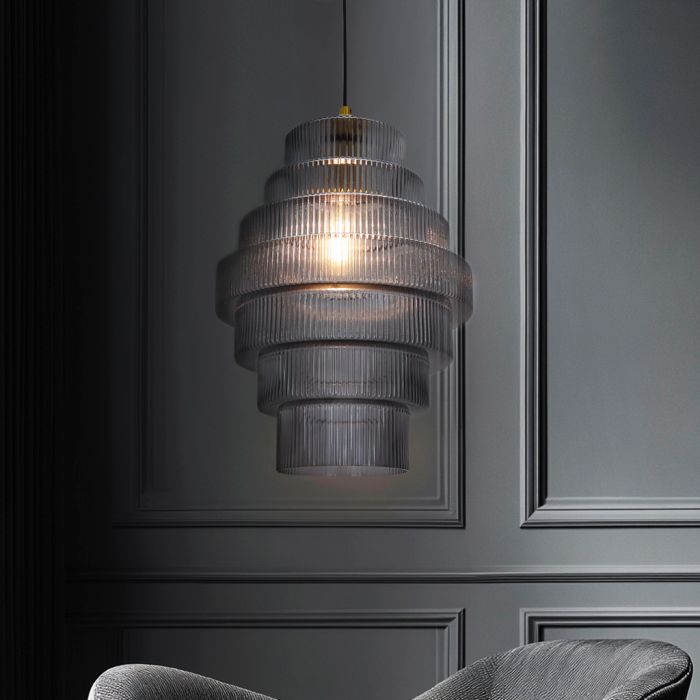 Lampada a sospensione grigia retrò, Paris