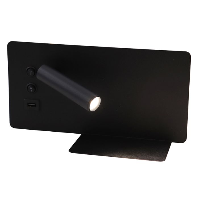 Applique da parete nera moderna, Stanley, 10W, 4000K LED, con interruttore