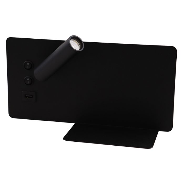 Applique da parete nera moderna, Stanley, 10W, 4000K LED, con interruttore