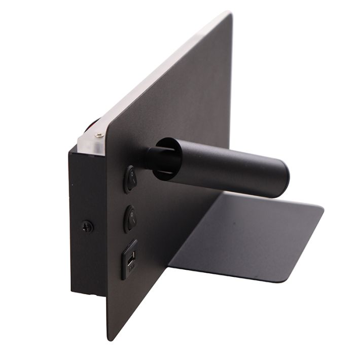 Applique da parete nera moderna, Stanley, 10W, 4000K LED, con interruttore