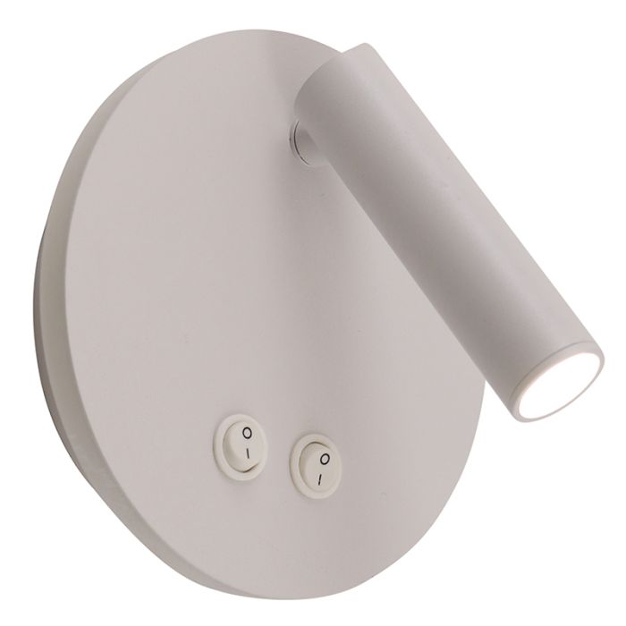 Applique da parete bianca moderna, Robbie, 10W, 4000K LED, con interruttore