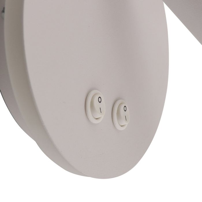 Applique da parete bianca moderna, Robbie, 10W, 4000K LED, con interruttore