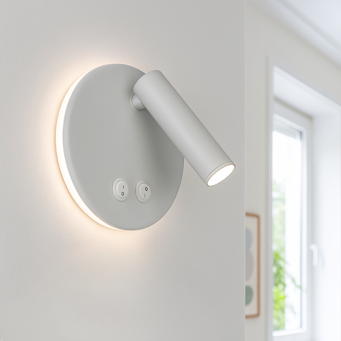 Applique da parete bianca moderna, Robbie, 10W, 4000K LED, con interruttore