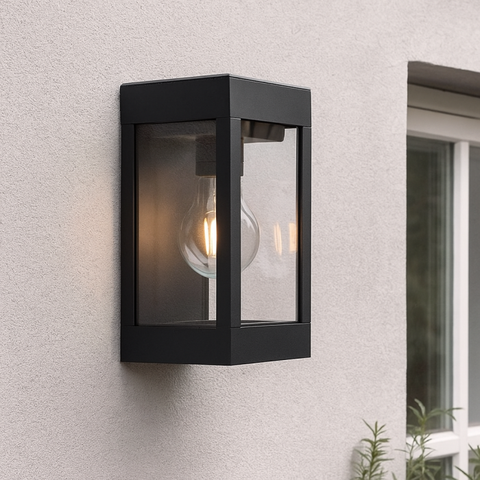 Applique da esterno solare nera in plastica, Henk, IP65