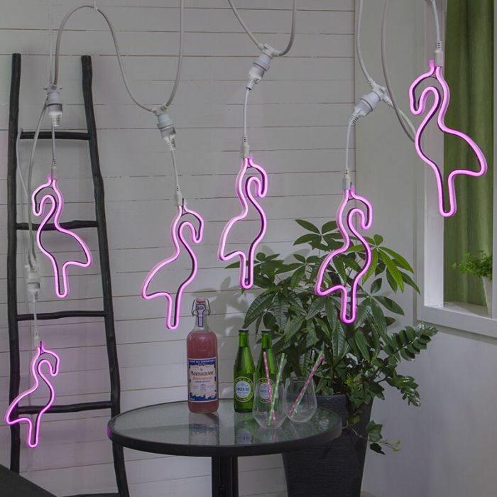 Lampadina per catena luminosa da esterno rosa in plastica, Flamingo, IP44