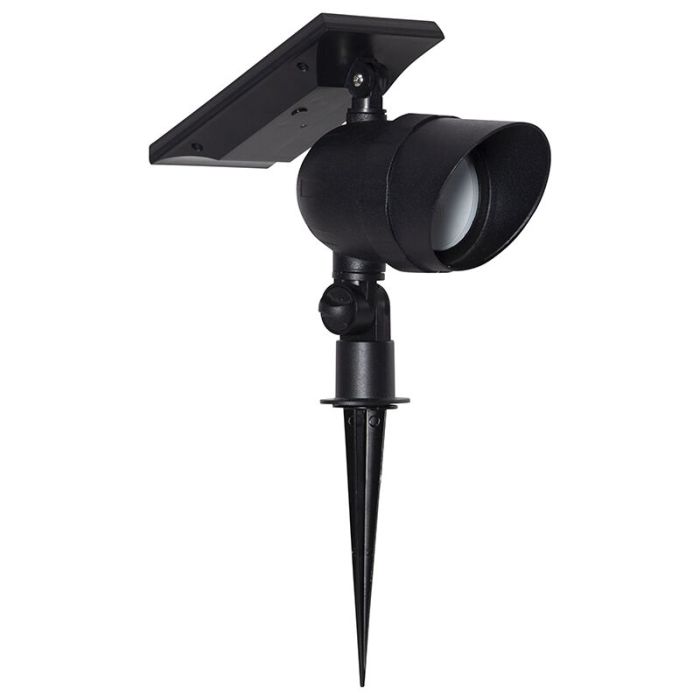 Faretto da giardino solare nero in alluminio, Ancilla, 0,064W, 3000K LED, IP44