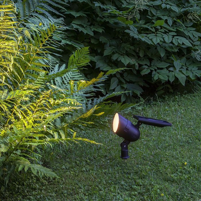 Faretto da giardino solare nero in alluminio, Ancilla, 0,064W, 3000K LED, IP44