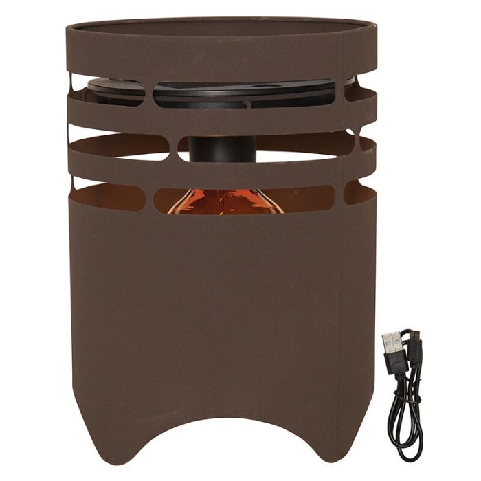 Lampada da tavolo da esterno marrone in plastica, Aidan, 0,3W, 3000K LED, IP44