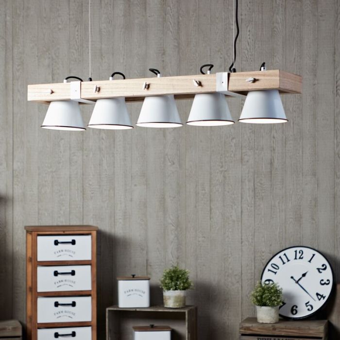 Lampada a sospensione in legno marrone, Audrey