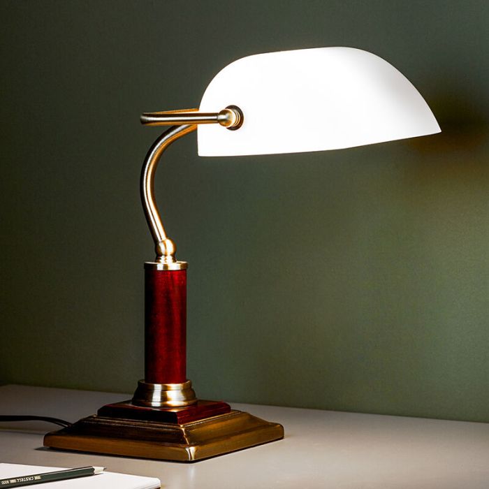 Lampada da scrivania in legno marrone, Koosje, con interruttore