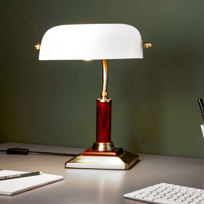 Lampada da scrivania in legno marrone, Koosje, con interruttore