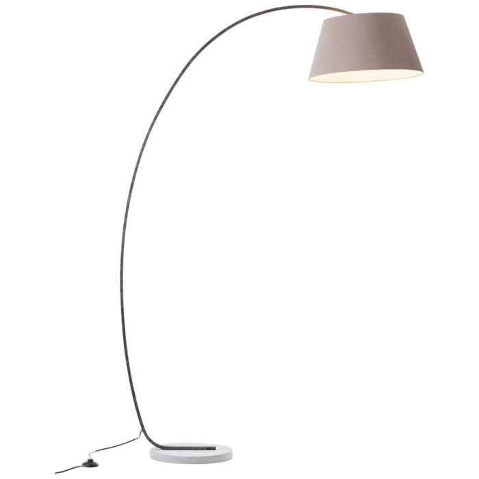 Lampada ad arco in cemento marrone, Haroun, con interruttore